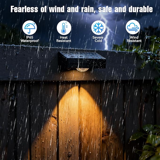 12 Pack Solar Fence Lights Outdoor, 3 Color Temp, IP65 Waterproof, Cost-Effective Solar Lights for Patio Yard | Lumora
