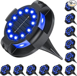 Solar Pathway Lights Outdoor 12 Packs, Bright Blue 16 LEDs Solar Ground Lights Walkway Lights with Side Light | Lumora