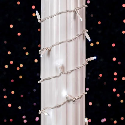 Novelty Lights 34ft Christmas String Lights, 100 Pure White LED Bulbs on White Wire, 4" Spacing, Connectable Indoor Outdoor Commercial Grade Lighting for Holidays Patio Weddings