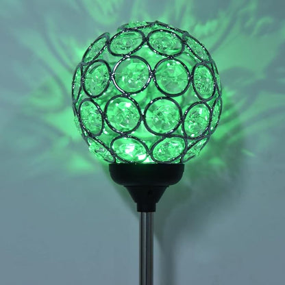 Garden Solar Lights, Outdoor Solar Powered Decorative Lights with Cracked Color Changing Glass Ball and Long Spike Base for Patio, Yard, and Pathway Decoration
