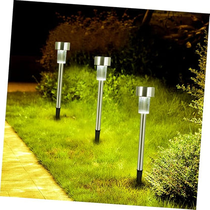 ibasenice 6pcs Solar Path Lights Durable Stainless Steel Landscape Lamp for Outdoor Garden and Driveway Decoration Design for Easy Ground Installation