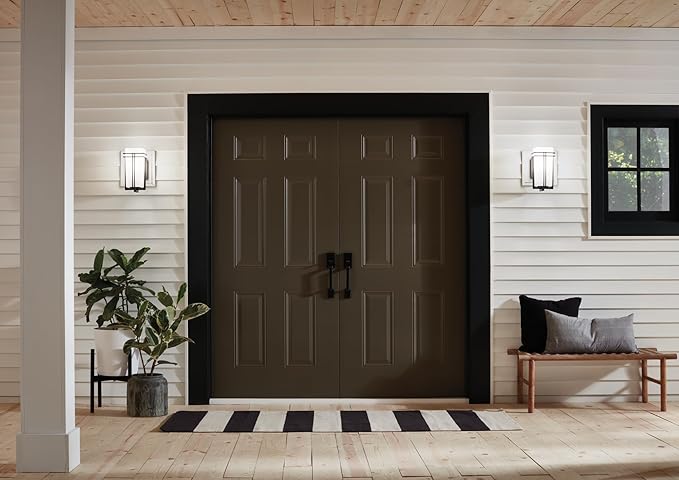 Kichler Tremillo 11.75" Outdoor Wall Lightin Black, 1-Light Exterior Wall Sconce Porch Light with Satin Etched | Lumora