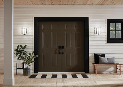 Kichler Tremillo 11.75" Outdoor Wall Lightin Black, 1-Light Exterior Wall Sconce Porch Light with Satin Etched Cased Opal Glass, (11.75" H x 5.75" W), 49200BK