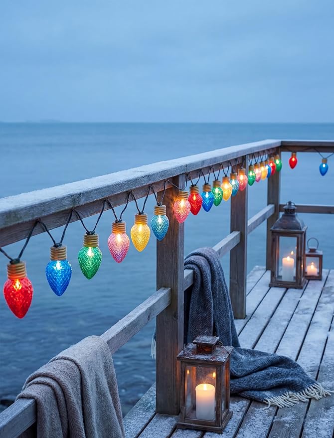 16Ft Jumbo LED Multicolor Christmas String Lights Outdoor with 10 LED Strawberry Bulb, Connectable Hanging String | Lumora
