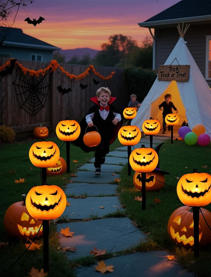 Spooktacular Glow: 5 Pack Plug-in Halloween Pumpkin Pathway Lights