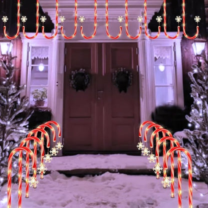 Solar Christmas Lights Outdoor Decorations, 20 Pack Solar Christmas Candy Cane Lights with Snowflake, Outdoor Waterproof Pathway Lights for Patio, Garden, Yard, Street, Park, Holiday