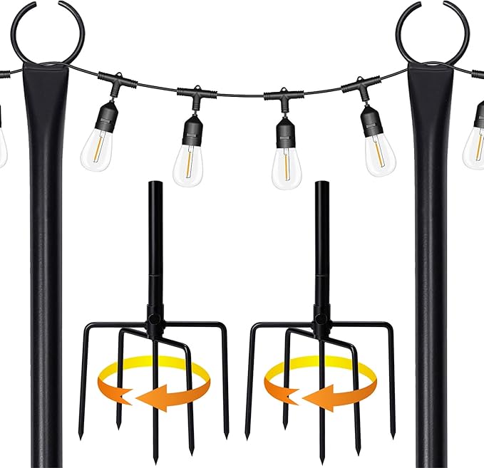 BIRDROCK HOME Poles for Outdoor String Lights - Weather Resistant, Durable, Easy to Install, Sturdy Pole for | Lumora