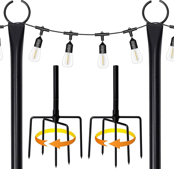 BIRDROCK HOME Poles for Outdoor String Lights - Weather Resistant, Durable, Easy to Install, Sturdy Pole for | Lumora