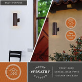 VAXCEL Chiasso Modern Outdoor Porch Light, 5" W x 14.25" H 2-Light Deep Bronze Cylinder Wall Sconce, Waterproof Up | Lumora