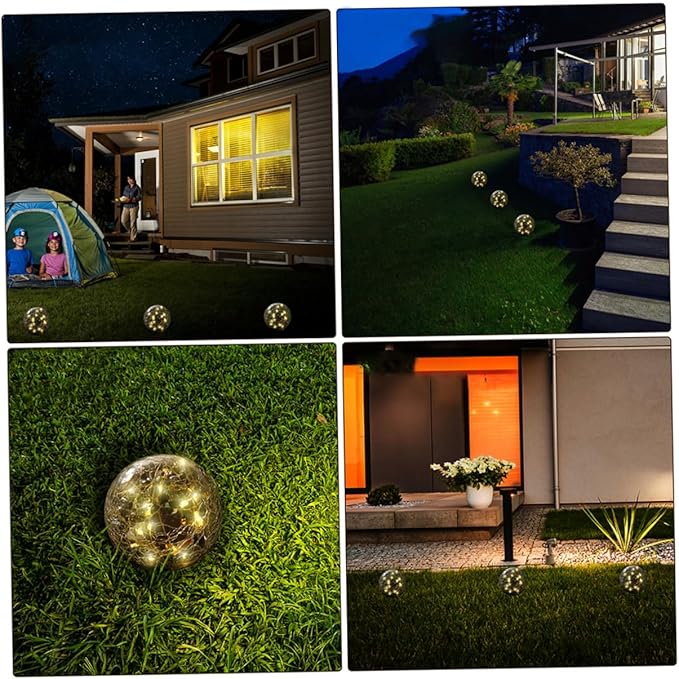 Kisangel Solar Cracked Globe Ground Light Warm Yellow Outdoor Garden Buried Lamp for Pathway Patio Lawn Decor Solar | Lumora