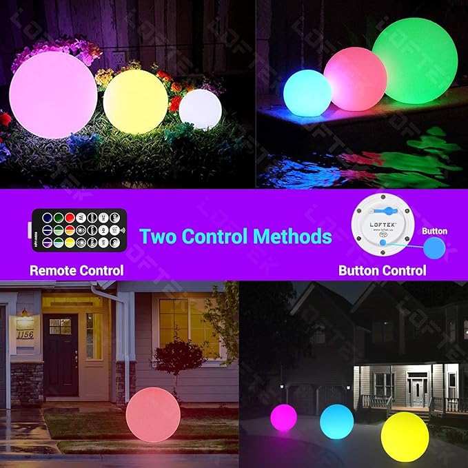 LOFTEK Extra Large Floating Pool Light - 20-inch Rechargeable Orb Light with Remote - 3 Modes - Outdoor Path Light | Lumora