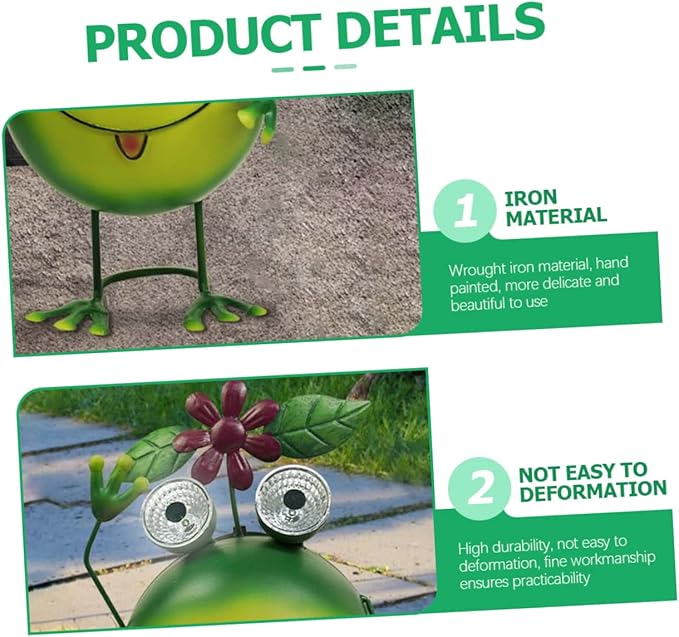 SUPVOX Solar Frog Garden Light Outdoor Decoration High-Efficiency Solar Pathway Lamp with Wrought Iron Design for Lawn Patio and Landscape Lighting
