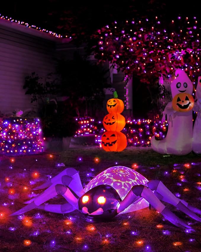 125 FT 380 LED Halloween String Lights, Outdoor Waterproof Black Wire with 8 Modes, Timer & Memory, Plug-in | Lumora