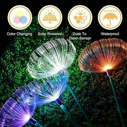 Solar Fiber Optic Outdoor Garden Decorative Changing Color Solar Lights (2 Pack)