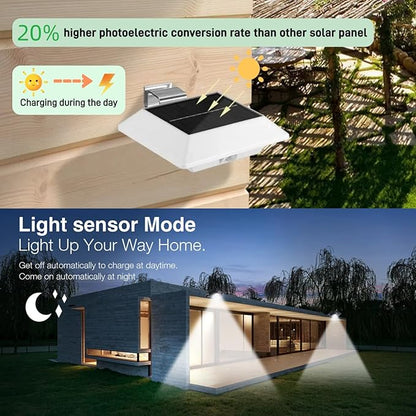 Solar Gutter Lights Motion Sensor Outdoor Security Light (2 Pack), Waterproof LED (6-Diode) Durable Fence Gutter Driveway Garden Patio Path Decking Light Made for Quality Outdoor Life