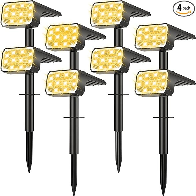 Solar Spot Lights Outdoor Waterproof IP65, [8 Pack/100 LED/4 Modes] Solar Landscape Spotlights, Auto On/Off High | Lumora