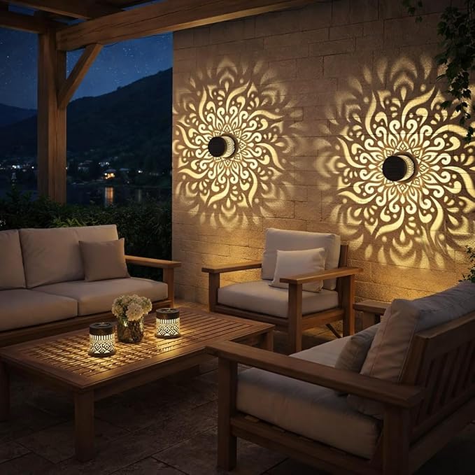 Decorative Solar Mandala Lights Outdoor, Waterproof Mandala Solar Fence Lights for Garden, Patio, Deck & Backyard | Lumora