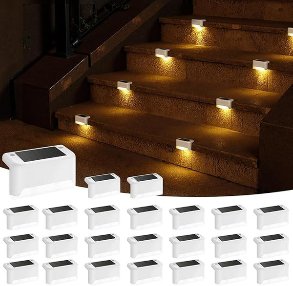 APONUO Solar Deck Lights 24 Pcs, Outdoor Waterproof Led Solar Fence Lamp for Patio, Stairs, Garden Pathway, Steps | Lumora