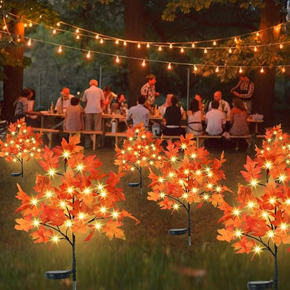 8 Pack Solar Maple Solar Stake Lights 160 LED Waterproof Outdoor Garden Lights for Patio Yard Thanksgiving Decor