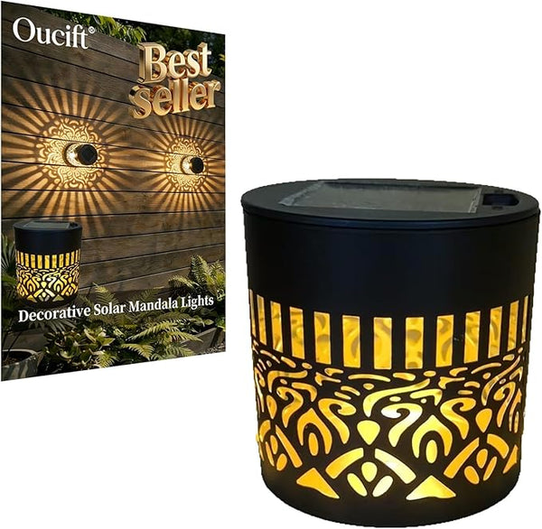 Decorative Solar Mandala Lights, Metal Solar Powered Mandala Light Outdoor Waterproof LED Deck Step Wall Lights | Lumora