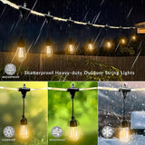 Outdoor String Lights 28.2 FT, Waterproof Dimmable LED Edison Bulbs with Remote, Rope-Style Durable Design | Lumora