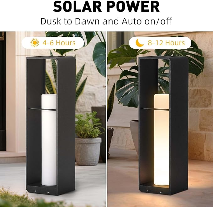 Outdoor Lights for Patio, IP65 Solar Lanterns Outdoor Waterproof, 3000K LED Path Lights, Outside Floor Lamp Solar Powered, Dusk to Dawn Landscape Lighting for Deck Garden Yard Backyard Porch