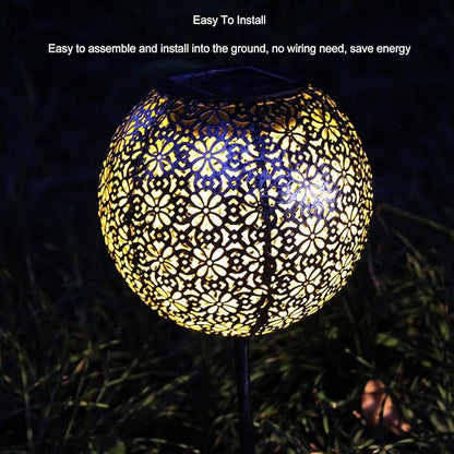 JEOZBM Solar Pathway Lights Decorative, Outdoor LED Solar Powered Landscape Lights, Metal Hollow Design Garden Lights for Lawn Patio Backyard