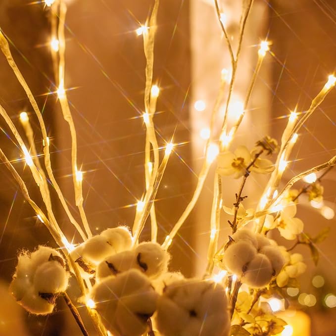 Vanthylit 3PK 30'' Lighted Birch Twig Branches with 60 LED Warm White Bulbs Waterproof Adapter in for Outdoor and | Lumora
