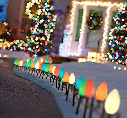 Couah C7 LED String Lights-25Ft Ceramic Vintage Multicolor Lights with 27 Colorful LED Bulbs (2 Spare), Outdoor String Lights for Christmas Party Backyard Wedding- Green Wire