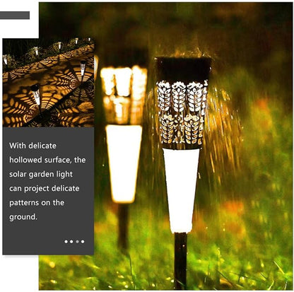 POPETPOP 6pcs Solar Garden Stake Lights Decorative Outdoor Lighting for Pathway and Warm Solar Lamp for Lawn Patio and Garden Decoration