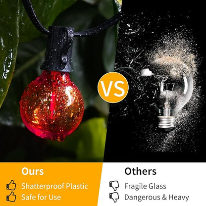 40FT LED Outdoor String Lights Waterproof, G40 LED Globe Outdoor Lighting for Patio with 27 Edison Vintage Shatterproof Bulbs, Connectable Backyard Lights for Garden, Bistro, Porch, Cafe