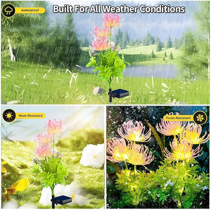 2 Pack LED Solar Flower Decorative Lights, 2-Mode Outdoor Courtyard Atmosphere and Garden Landscape Lights, Wireless Waterproof from Dusk to Dawn, Flower Gift Lamp for Ladies
