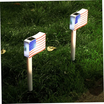 MERRYHAPY Solar American Flag Lawn Light Patriotic Solar Stake Light for Garden Yard Patio Pathway Outdoor Landscape Lighting
