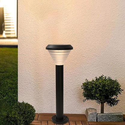 Solar Pathway Light IP65 Waterproof Landscape Lighting Black Aluminum Path Light with Warm Light 3000K LED Bollard Lighting Fixture for Garden Lawn Garage Walkway