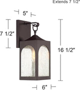 Possini Euro Design Tyne Modern Outdoor Wall Light Fixture Bronze Lantern 16 1/2" Seedy Glass Shade for Exterior | Lumora