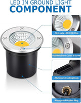 SUNVIE Low Voltage Landscape Well Lights with Wire Connectors, 12W LED, IP67 Waterproof Outdoor In-Ground Garden | Lumora