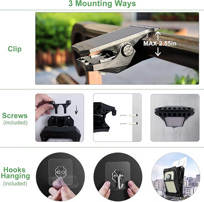 Tryme 45LEDs Solar Lights Outdoor Clip Motion Sensor Lights 3 Modes 3 Mounting Ways IP65 Waterproof Security Light | Lumora