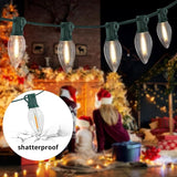 C9 LED Christmas Lights Outdoor 25FT, 25 Energy Efficient Warm White Vintage Bulbs, Connectable, Weatherproof for | Lumora