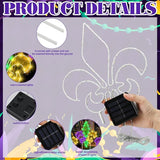 Retisee 3 Pack Mardi Gras Solar Outdoor Lights- Purple Green Gold Yard Stakes Lights, Fleur De Lis Metal Wire | Lumora
