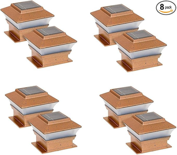 8 Pack Solar Powered Copper Outdoor Garden Deck Patio Fence Pathway Post Light (PL244, Copper - 1 LED) | Lumora