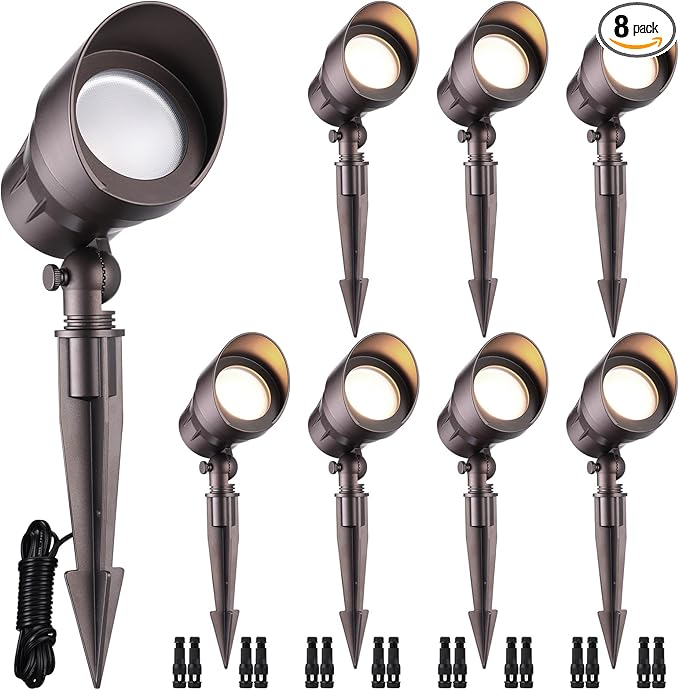 LEONLITE 8-Pack Low Voltage LED Landscape Spotlight, 5W 12V Pathway Lights Outdoor, CRI90, Aluminum Spot Lights for | Lumora
