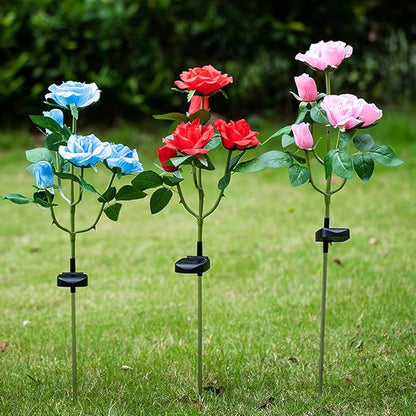 Outdoor Solar Garden Stake Lights, Outdoor Decorative Rose Flowers Lights Waterproof Solar Powered for Patio, Lawn, Garden, Yard Decoration