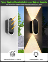 Solar Fence Lights Outdoor, 3000K/4000K/6000K 3 Modes Solar Wall Lights Outdoor Waterproof, Up&Down Dual-Head | Lumora