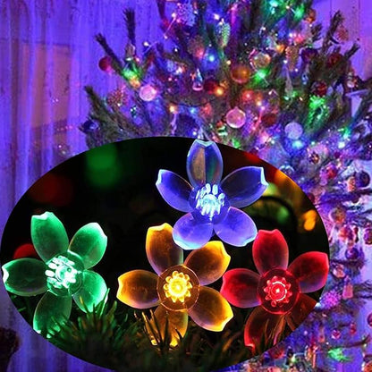 FULLBELL Indoor Fairy Flower String Lights - 33ft 100 LED Plug-in Multicolor Cherry Blossom Floral Lights for Bedroom Wall Decor, Christmas Garden & Tree Branches | Decorative String Lights