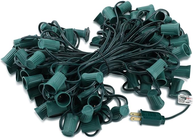 100 ft C9/e17 Ul Listed String Light Cord Wire Spool, Christmas C9 Light Wire Stringer Strand Set for Outdoor Patio | Lumora