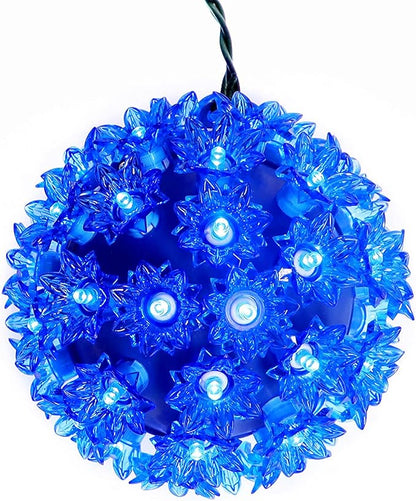 LUCKY SHINE 50 LED Blue Sphere Light, Commercial Grade 6" Starlight Sphere Lights, for Christmas Trees, Windows, Porches, Gate.