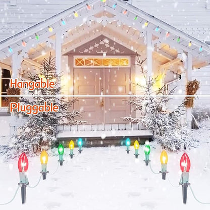 Brightown C9 Christmas String Lights Outdoor, 25.7 Feet 20 Bulbs Pathway Lights Waterproof Replaceable for Indoor Xmas Party Holiday Wedding Commercial Decorations, Multicolored