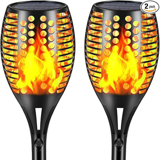 Aityvert Upgraded Larger Solar Torch, Waterproof Outdoor Dancing Flames, Flickering Flames Garden Light, Landscape Decoration Pathway Patio Lights 43" 96 LED (2 Pack)