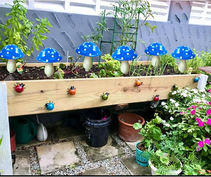 6-Pack Blue Solar Garden Lights, Solar Powered Mushroom Stake Lights for Outdoor Yard Decor, Waterproof Garden Ornaments for Backyard Lawn Deck Landscape Fence Christmas Halloween Decorations