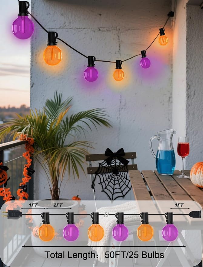 50Ft G40 LED Outdoor Christmas String Lights, Christmas Decorations with 27 LED Shatterproof Clear Orange and | Lumora